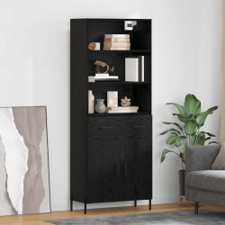 Highboard Czarny dąb 69,5 x 34 x 180 cm Materiał drewnopochodny