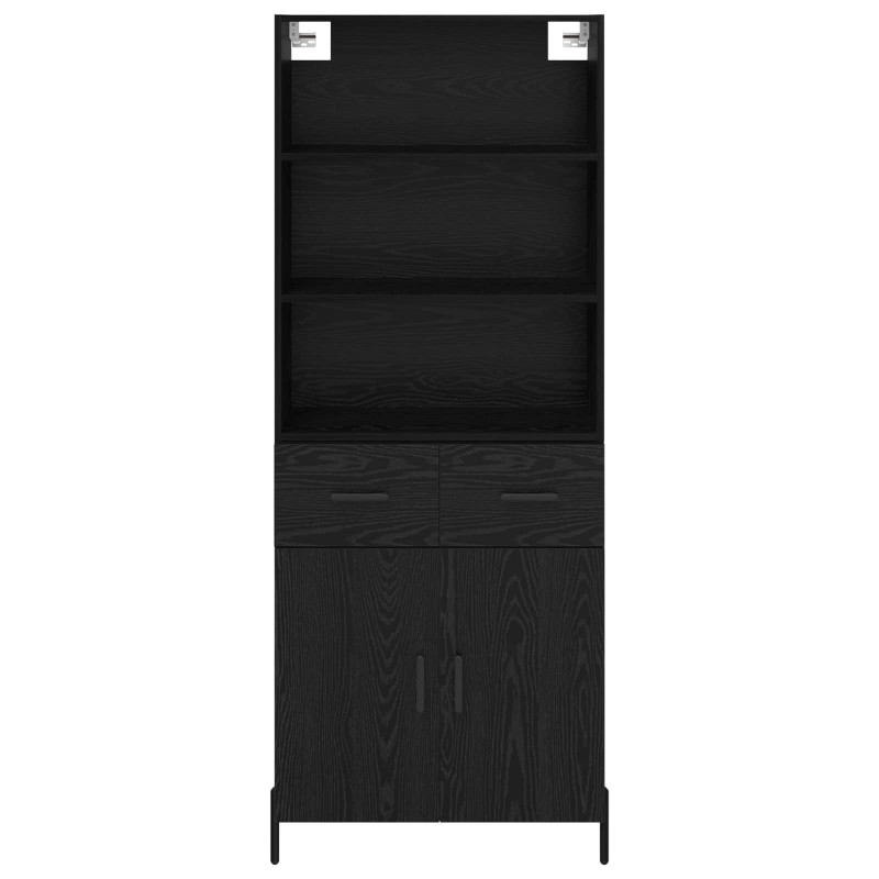 Highboard Czarny dąb 69,5 x 34 x 180 cm Materiał drewnopochodny