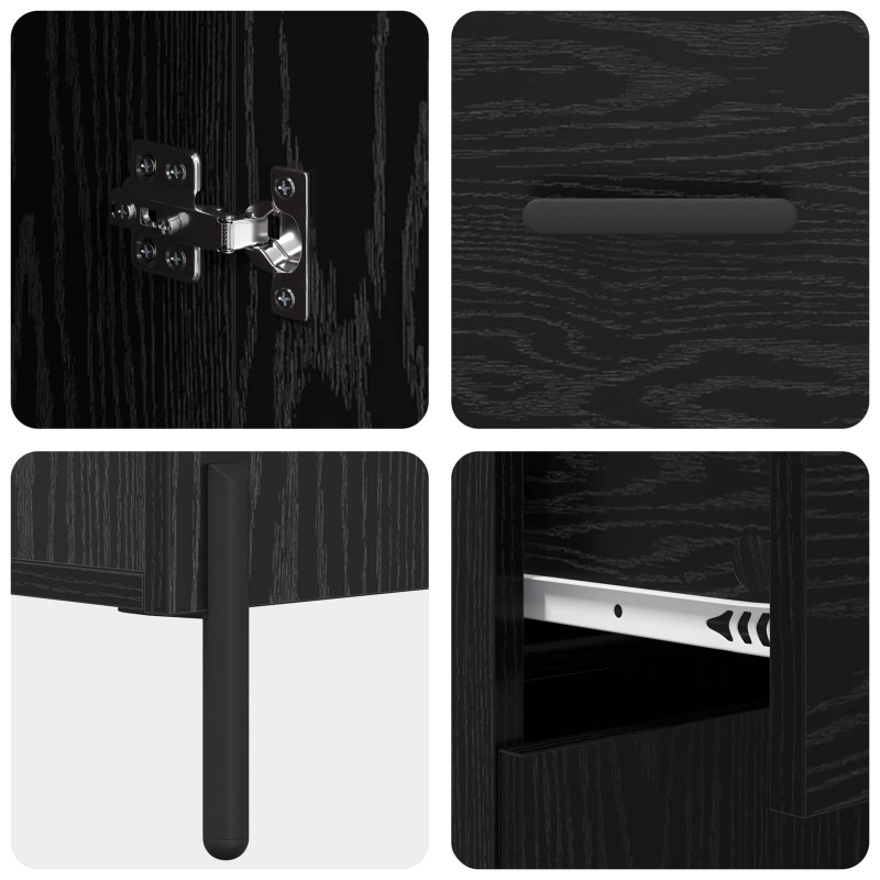 Highboard Czarny dąb 69,5 x 34 x 180 cm Materiał drewnopochodny