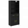 Highboard Czarny Dąb 69,5 x 34 x 180 cm Materiał drewnopochodny