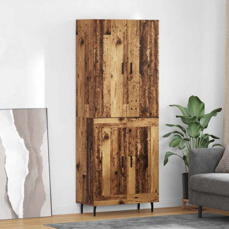 Highboard 2 pcs Stare drewno Drewno inżynieryjne i szkło