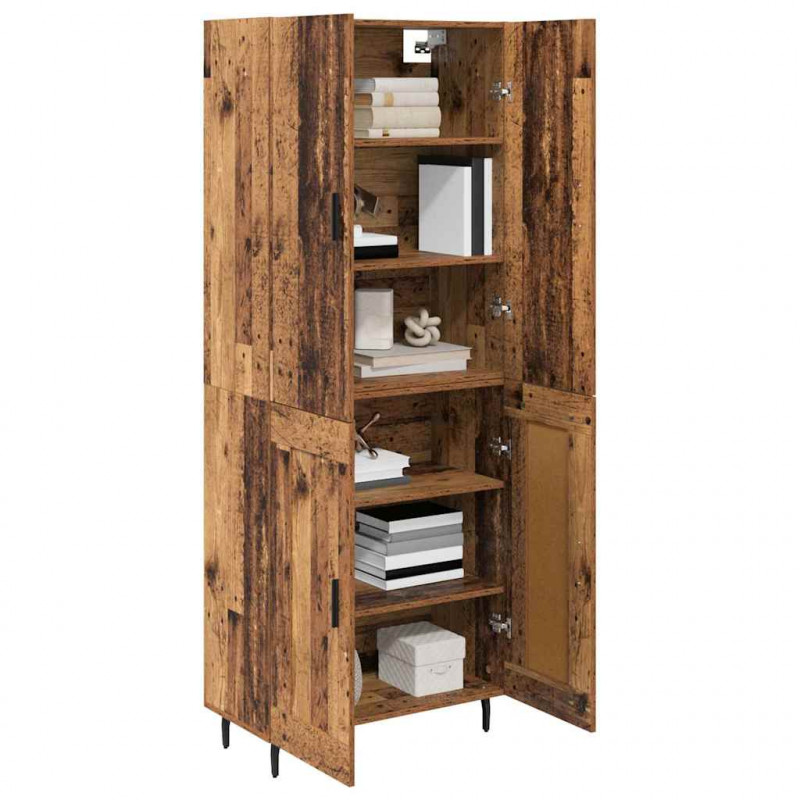 Highboard 2 pcs Stare drewno Drewno inżynieryjne i szkło