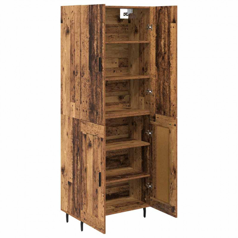 Highboard 2 pcs Stare drewno Drewno inżynieryjne i szkło