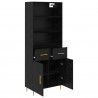 Highboard Czarny Dąb 69,5 x 34 x 180 cm Materiał drewnopochodny