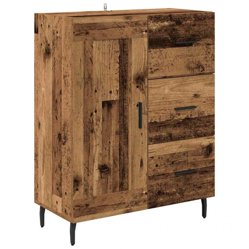 Highboard 2 pcs Stare drewno Drewno inżynieryjne i szkło