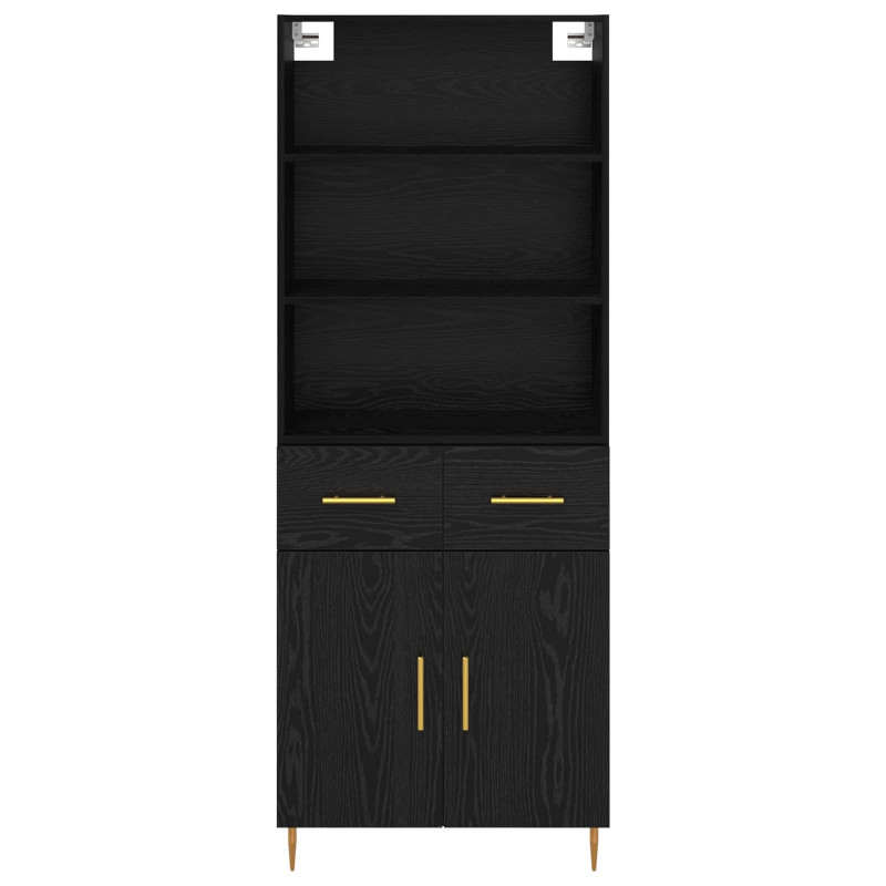 Highboard Czarny Dąb 69,5 x 34 x 180 cm Materiał drewnopochodny
