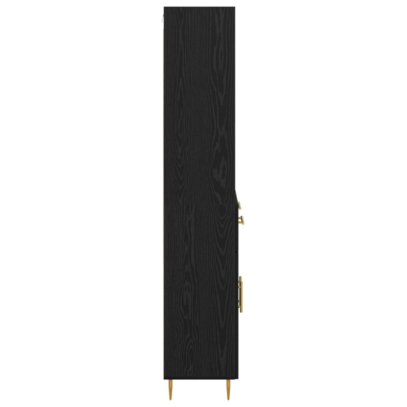 Highboard Czarny Dąb 69,5 x 34 x 180 cm Materiał drewnopochodny