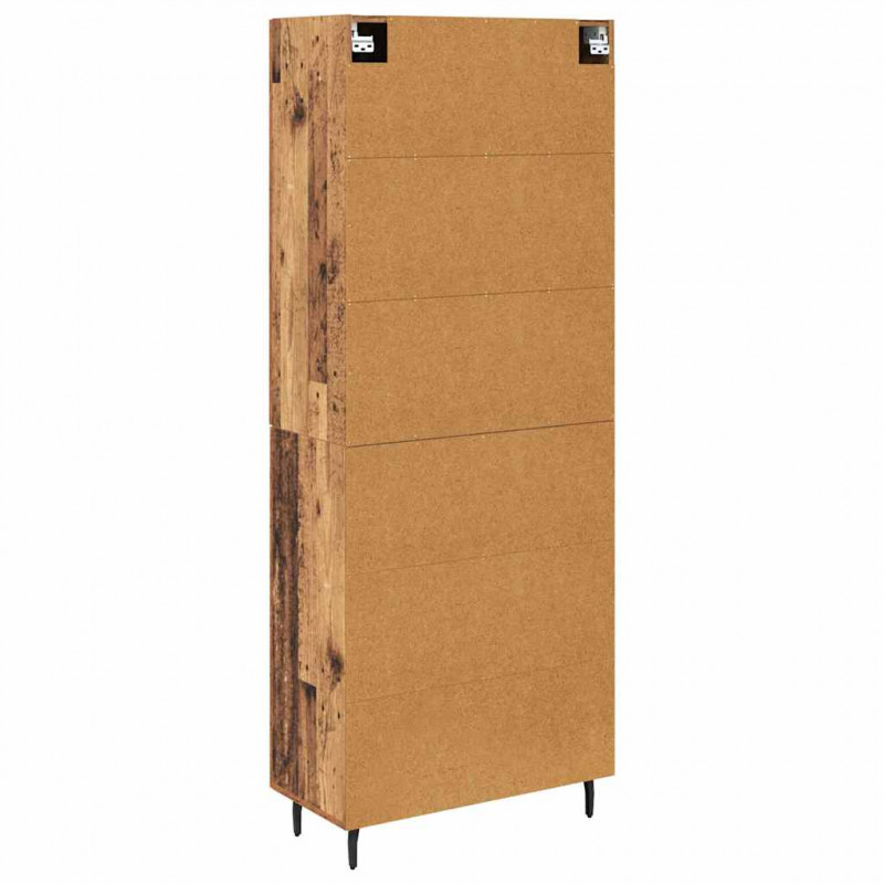 Highboard 2 pcs Stare drewno Drewno inżynieryjne i szkło