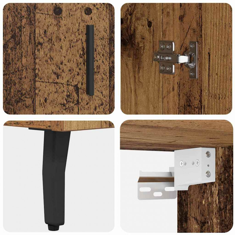 Highboard 2 pcs Stare drewno Drewno inżynieryjne i szkło