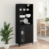 Highboard Czarny Dąb 69,5 x 34 x 180 cm Materiał drewnopochodny