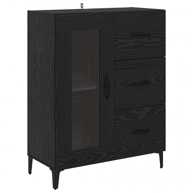 Highboard Czarny Dąb 69,5 x 34 x 180 cm Materiał drewnopochodny
