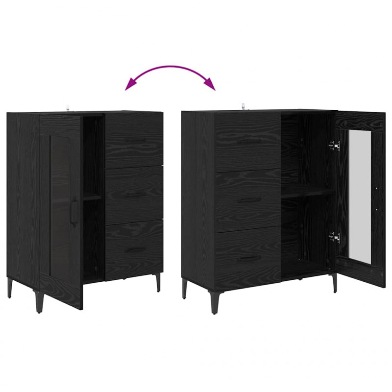 Highboard Czarny Dąb 69,5 x 34 x 180 cm Materiał drewnopochodny