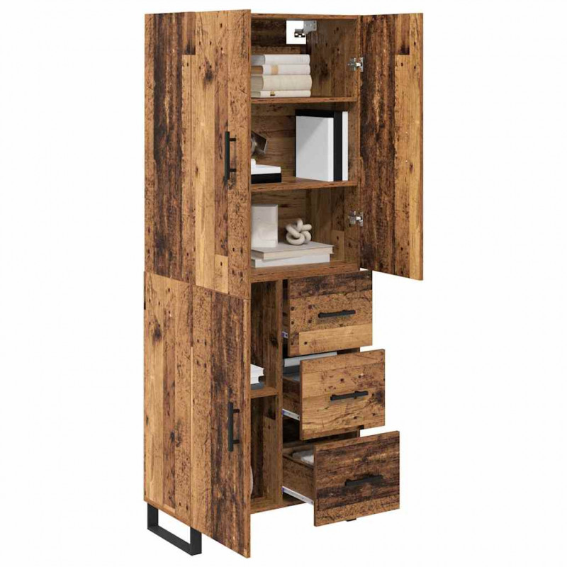 Highboard z szufladą 2 pcs Stare drewno 69,5 x 34 x 180 cm