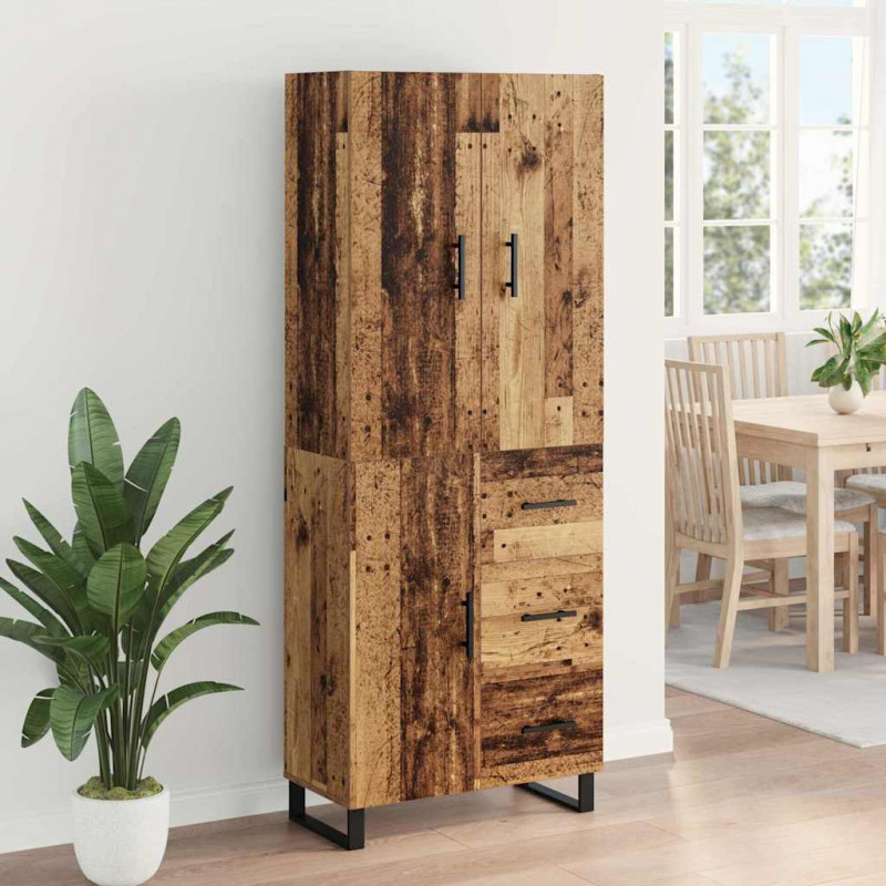 Highboard z szufladą 2 pcs Stare drewno 69,5 x 34 x 180 cm