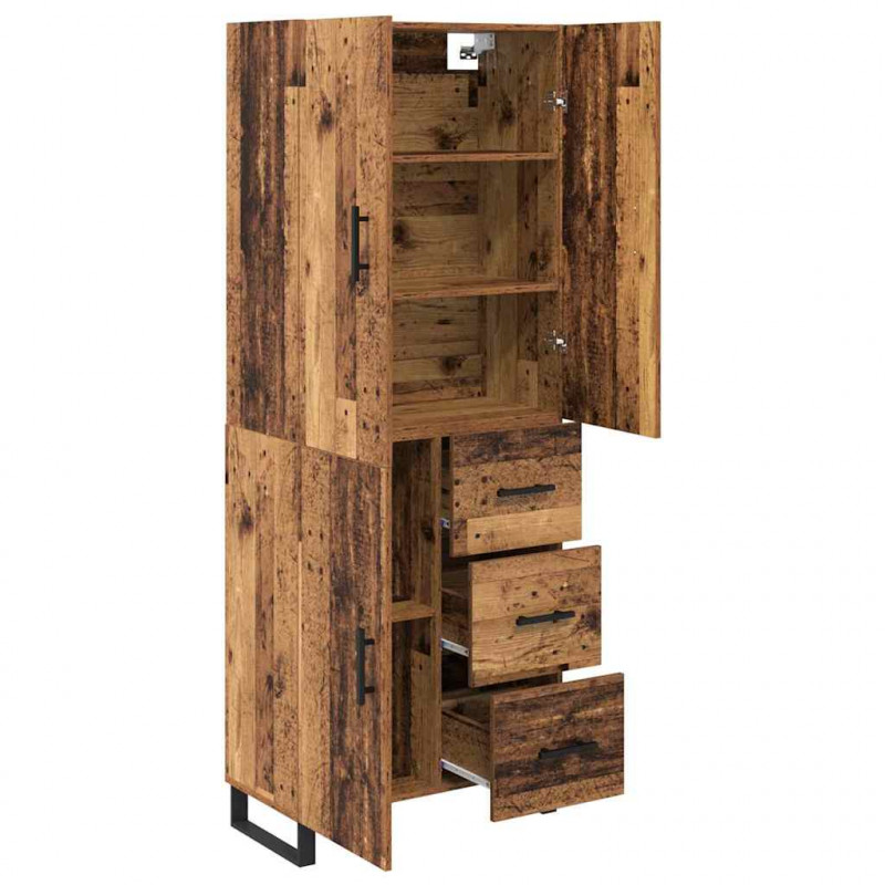 Highboard z szufladą 2 pcs Stare drewno 69,5 x 34 x 180 cm