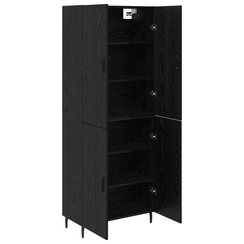 Highboard 2 pcs Czarny dąb Drewno inżynieryjne i szkło