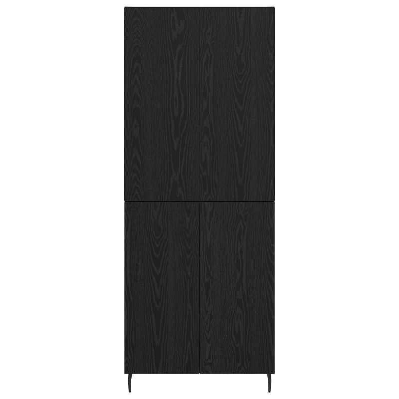 Highboard 2 pcs Czarny dąb Drewno inżynieryjne i szkło