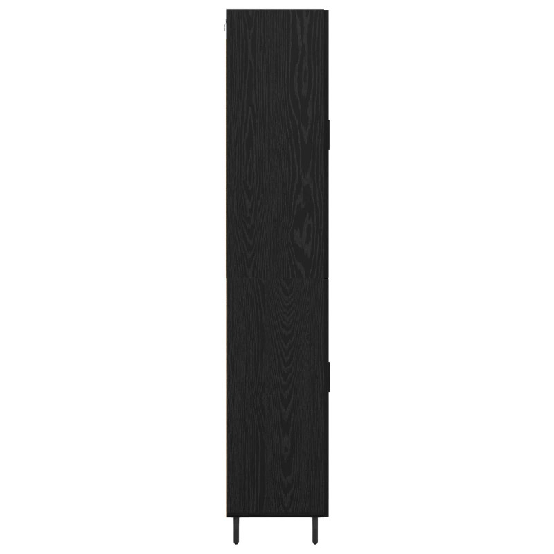 Highboard 2 pcs Czarny dąb Drewno inżynieryjne i szkło