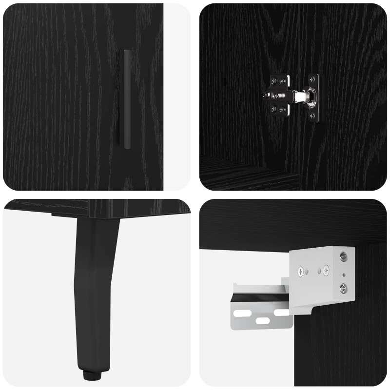 Highboard 2 pcs Czarny dąb Drewno inżynieryjne i szkło