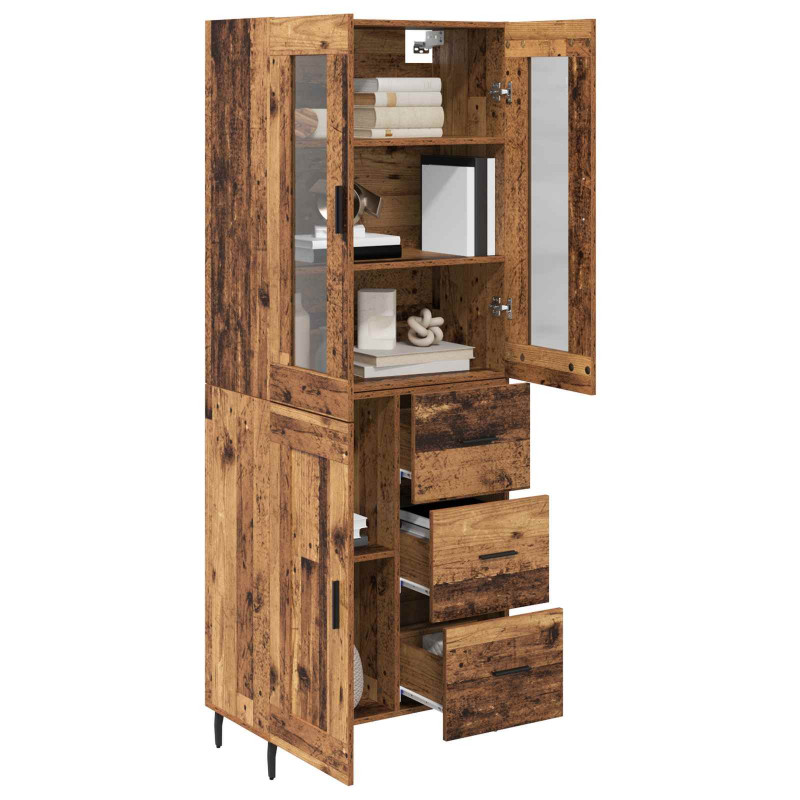 Highboard z szufladą 2 pcs Stare drewno Materiał drewnopochodny