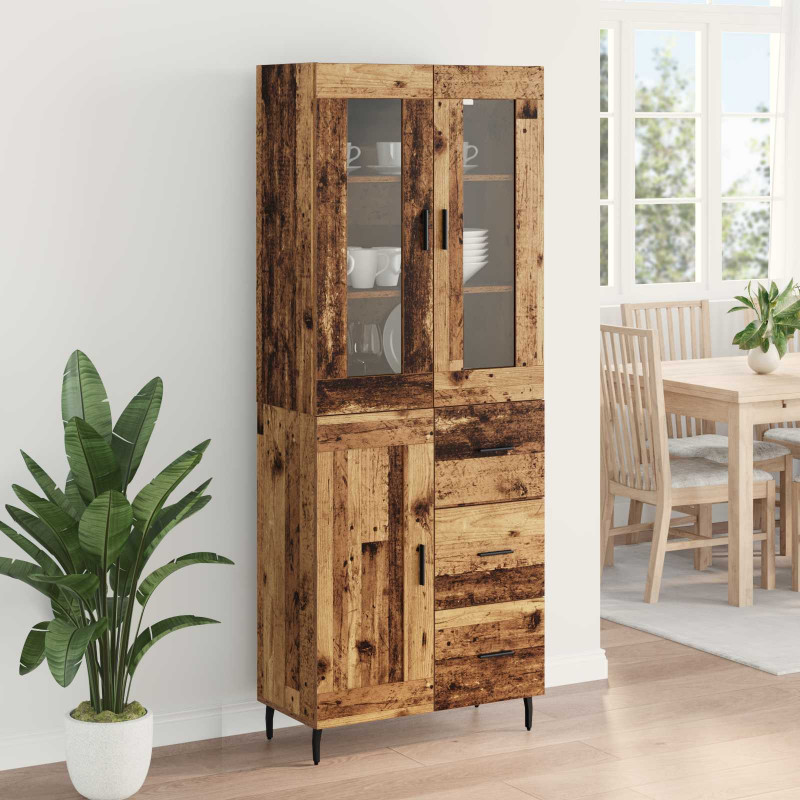 Highboard z szufladą 2 pcs Stare drewno Materiał drewnopochodny