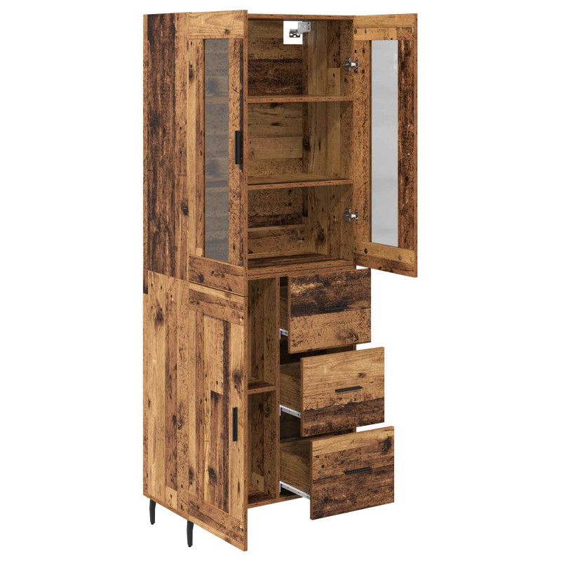 Highboard z szufladą 2 pcs Stare drewno Materiał drewnopochodny