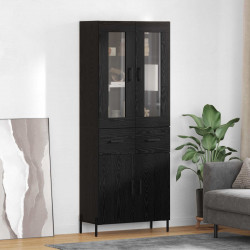 Highboard Czarny Dąb 69,5 x 34 x 180 cm Materiał drewnopochodny