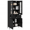 Highboard Czarny Dąb 69,5 x 34 x 180 cm Materiał drewnopochodny