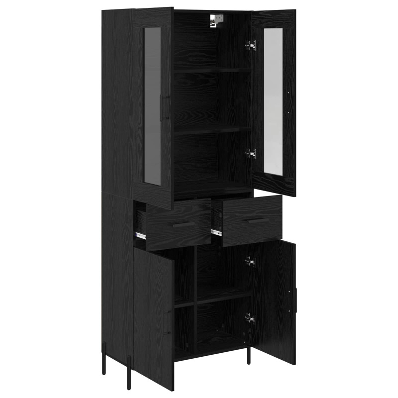 Highboard Czarny Dąb 69,5 x 34 x 180 cm Materiał drewnopochodny
