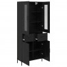 Highboard Czarny Dąb 69,5 x 34 x 180 cm Materiał drewnopochodny