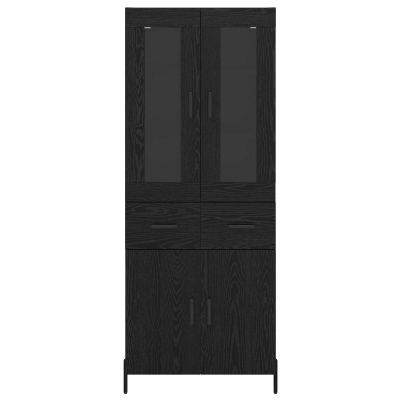 Highboard Czarny Dąb 69,5 x 34 x 180 cm Materiał drewnopochodny
