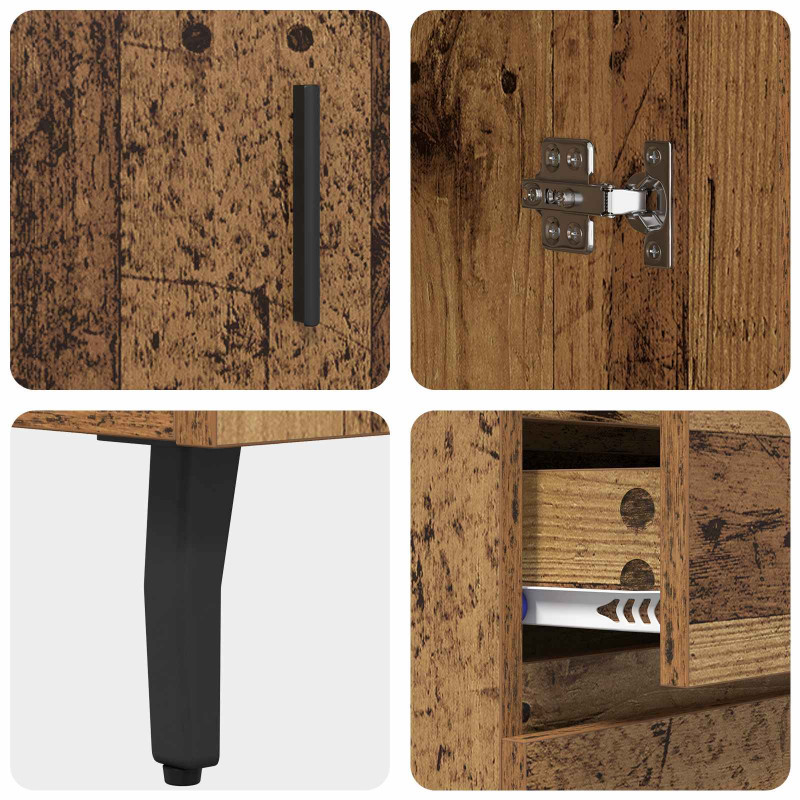 Highboard z szufladą 2 pcs Stare drewno Materiał drewnopochodny