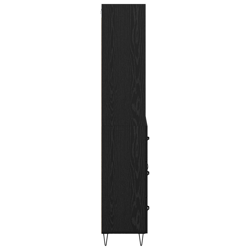 Highboard z szufladą 2 pcs Czarny Dąb Materiał drewnopochodny
