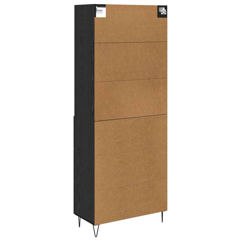 Highboard z szufladą 2 pcs Czarny Dąb Materiał drewnopochodny