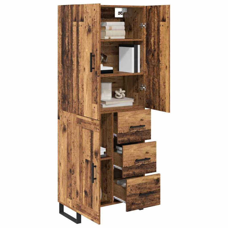 Highboard z szufladą 2 pcs Stare drewno 69,5 x 34 x 180 cm