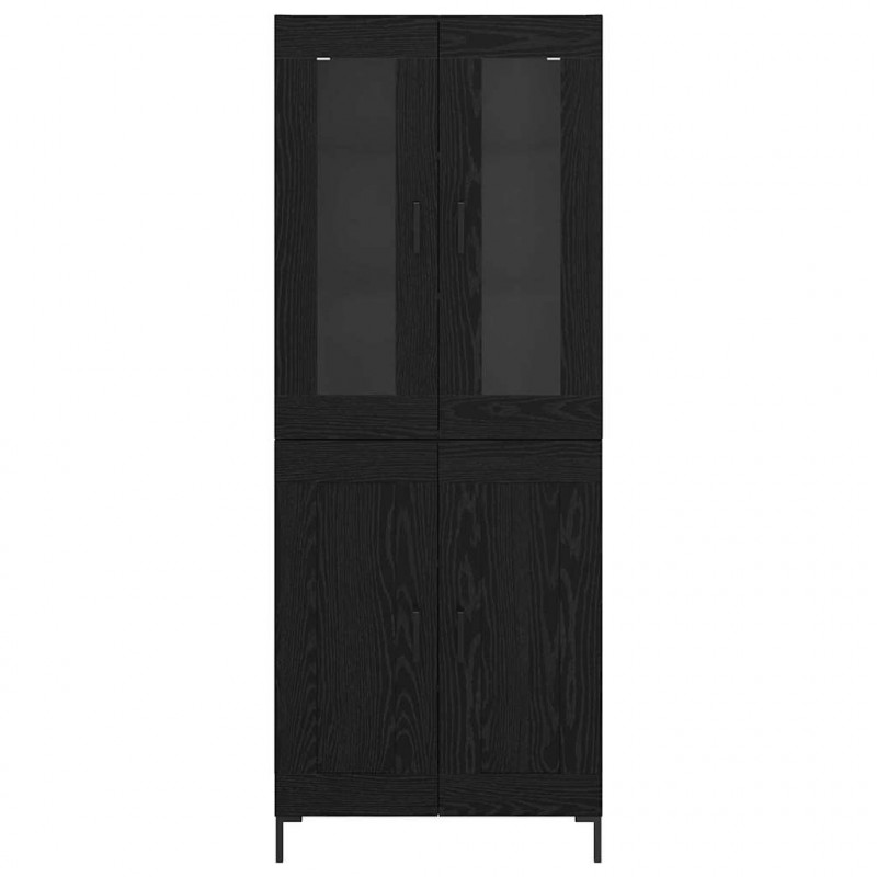 Highboard 2 pcs Czarny Dąb Materiał drewnopochodny