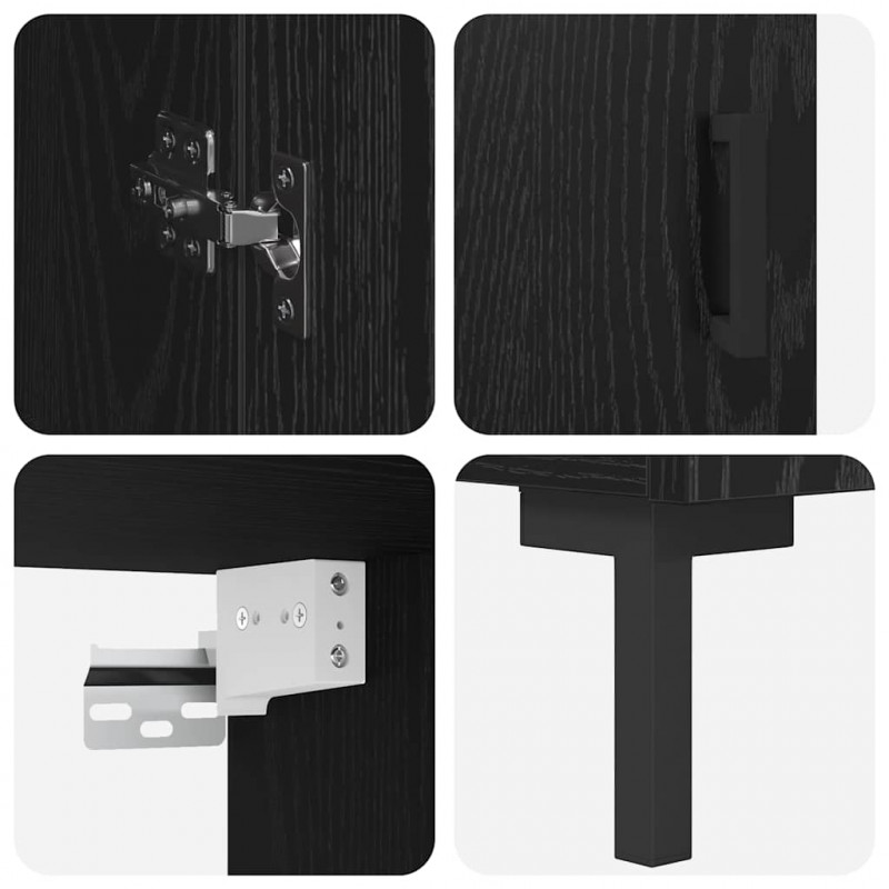 Highboard 2 pcs Czarny Dąb Materiał drewnopochodny