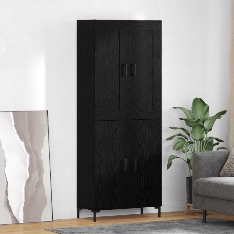 Highboard 2 pcs Czarny Dąb Materiał drewnopochodny