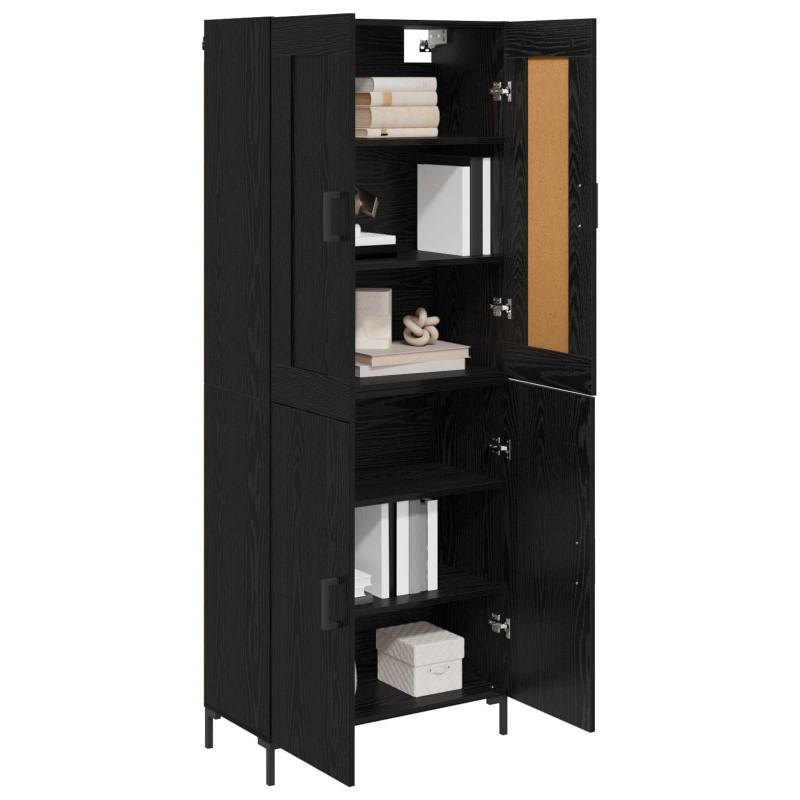 Highboard 2 pcs Czarny Dąb Materiał drewnopochodny