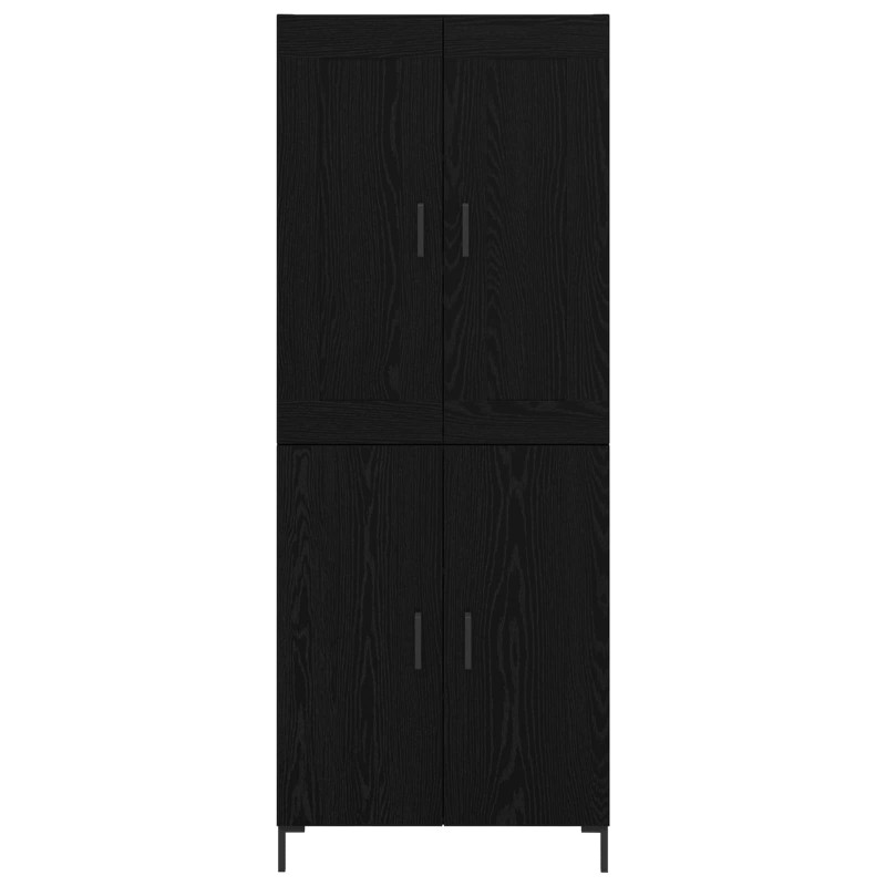 Highboard 2 pcs Czarny Dąb Materiał drewnopochodny