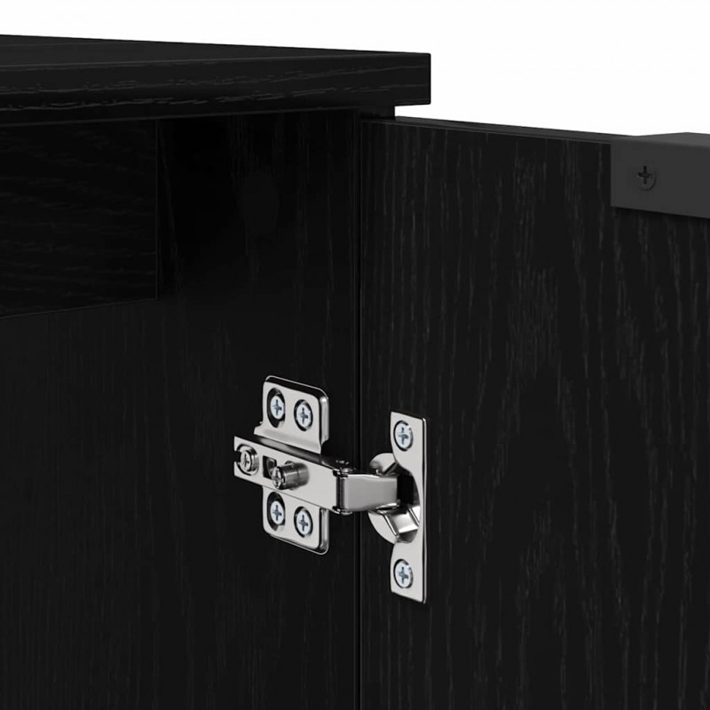 Zestaw Szafek Łazienkowych z półką z drzwiami 3 pcs Czarny Dąb