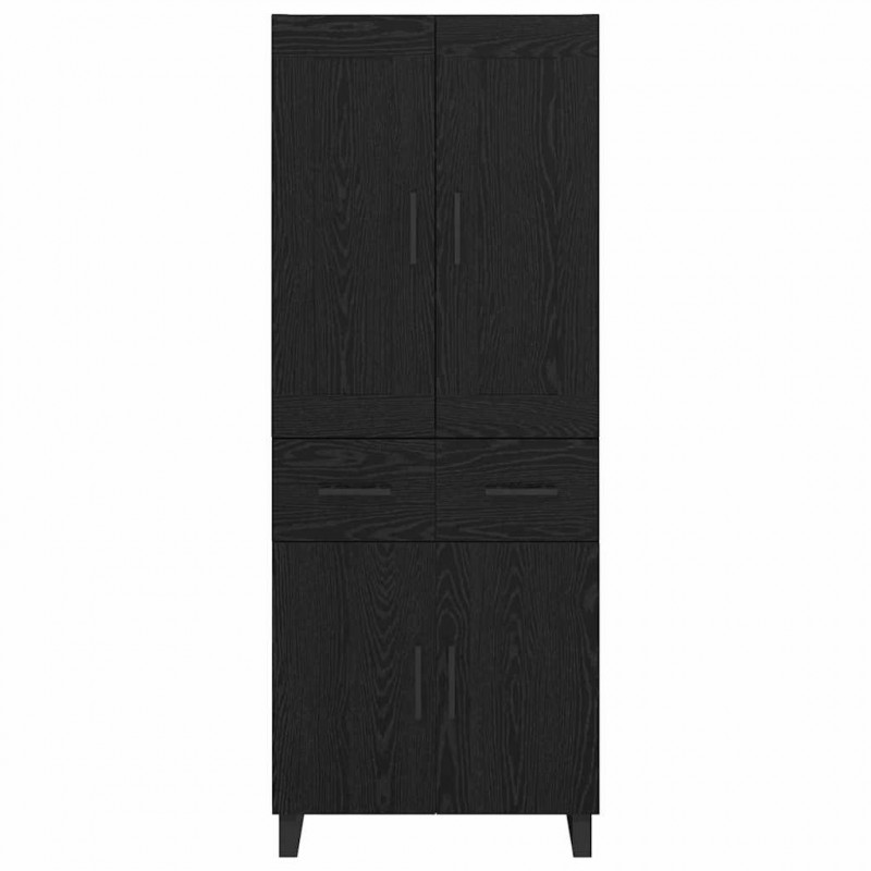 Highboard Czarny Dąb 69,5 x 34 x 180 cm Materiał drewnopochodny