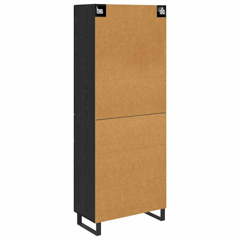 Highboard Czarny Dąb 69,5 x 34 x 180 cm Materiał drewnopochodny