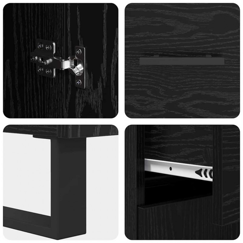 Highboard Czarny Dąb 69,5 x 34 x 180 cm Materiał drewnopochodny