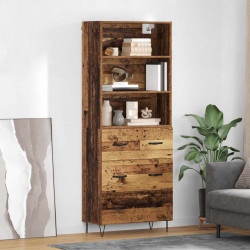 Highboard z szufladą 2 pcs Stare drewno Materiał drewnopochodny