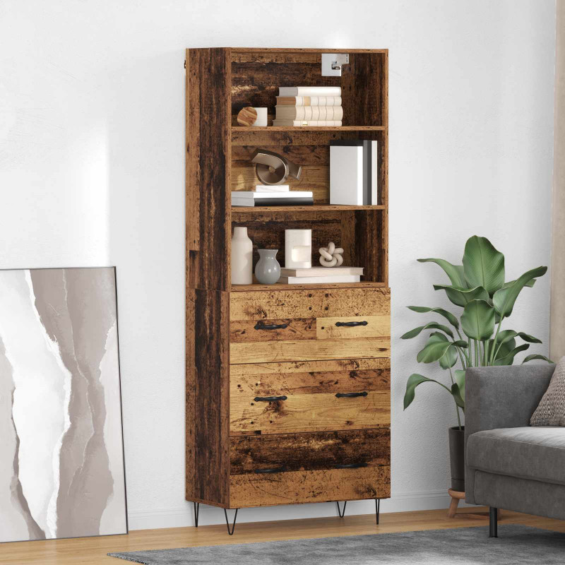 Highboard z szufladą 2 pcs Stare drewno Materiał drewnopochodny