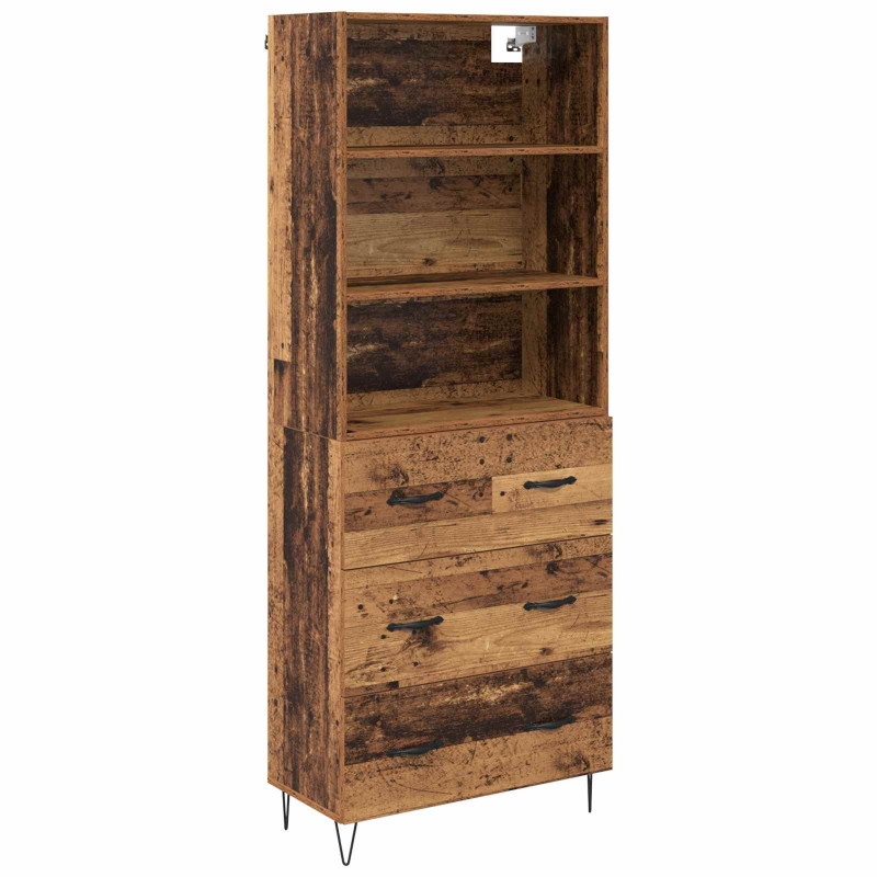 Highboard z szufladą 2 pcs Stare drewno Materiał drewnopochodny
