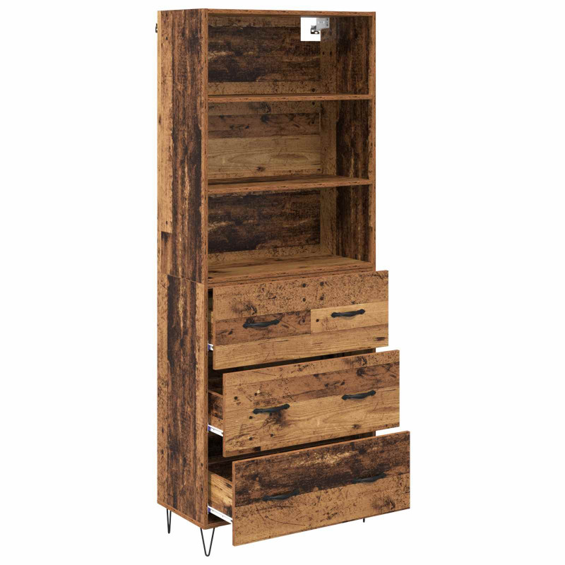 Highboard z szufladą 2 pcs Stare drewno Materiał drewnopochodny