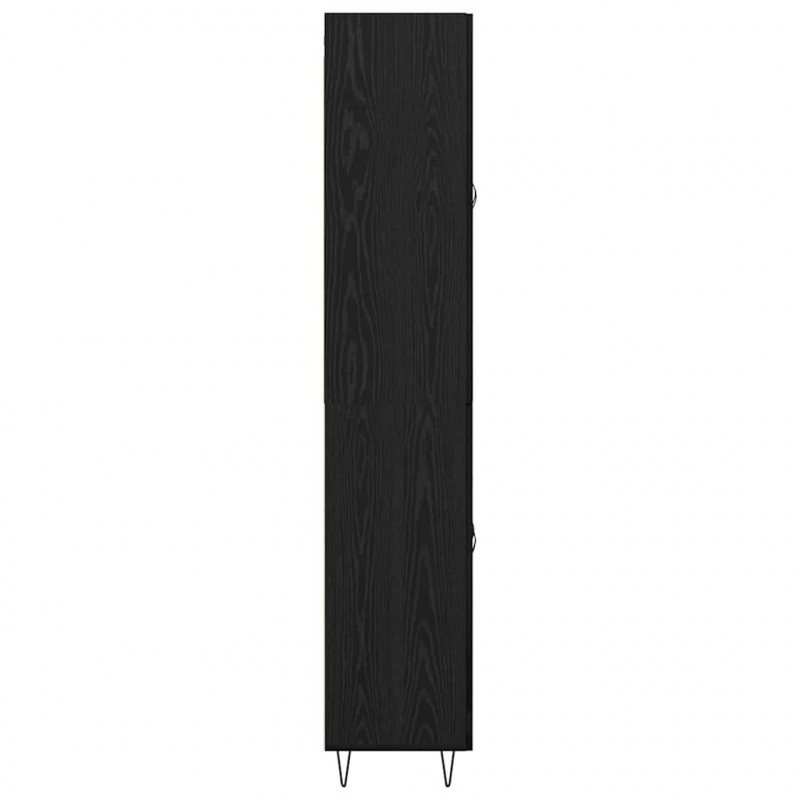 Highboard 2 pcs Czarny Dąb Drewno inżynieryjne i szkło