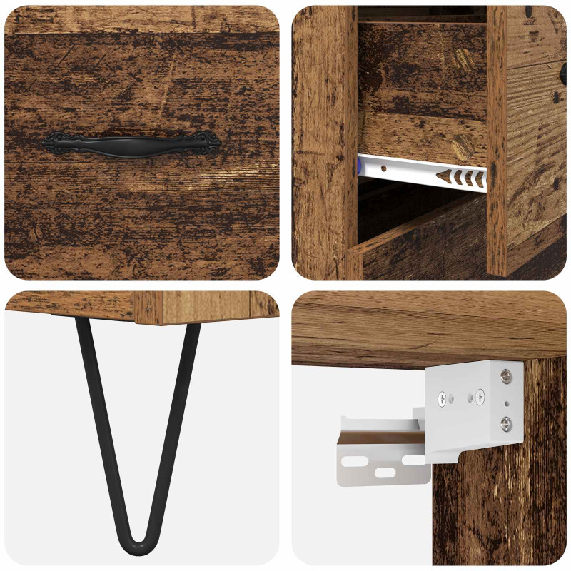 Highboard z szufladą 2 pcs Stare drewno Materiał drewnopochodny